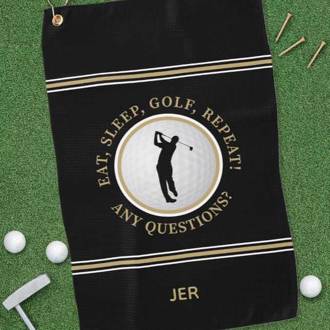 Golfer Fun Funny Golf Saying Sports Modern Black Golf Towel (Golfer Fun Funny Golf Saying Sports Modern Black Golf Towel)
