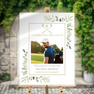 Golfer Funeral Celebration Of Life Photo Foam Board