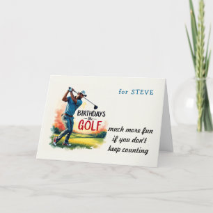 Golfer Funny Birthday wishes Golf joke Letterpress Thank You Card