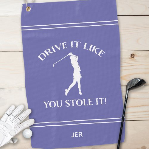 Golfer Funny Humor For Her Monogrammed Cute Blue Golf Towel