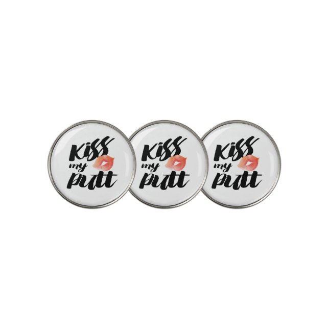 Golfer Funny Lips Kiss My Putt  Golf Ball Marker (3 Up)