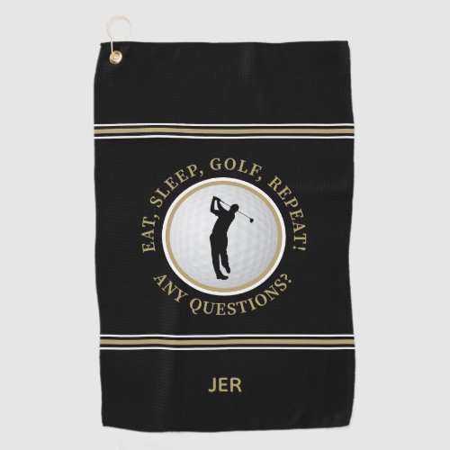 Golfer Funny Quote Male Sports Pro Golf Ball Black Golf Towel