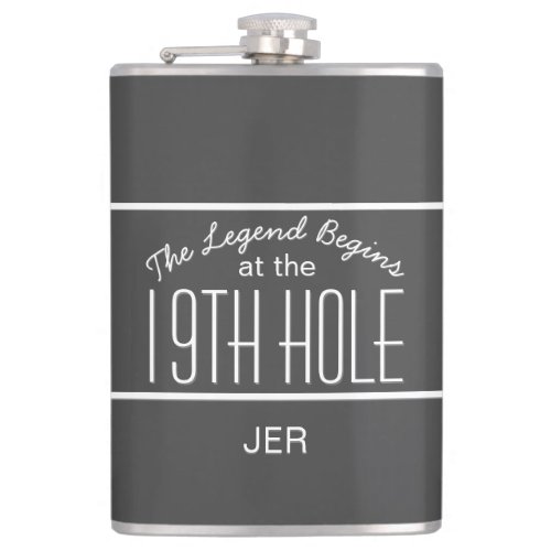 Golfer Funny Sports Pro Classic Monogram Game Gray Flask