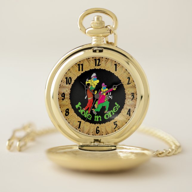 Golfer getting a Hole in one Pocket Watch (Inside)