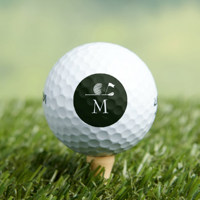 Golfer Gift Golfing Minimalist Monogram Custom Golf Balls (Insitu Tee)