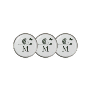 Golfer Gift Minimalist Green Monogram Custom Golf Ball Marker