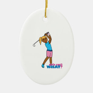 Golfer-girl 4 ceramic ornament