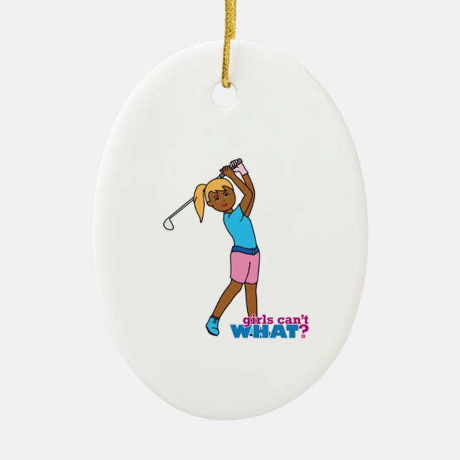 Golfer-girl 4 ceramic ornament (Front)