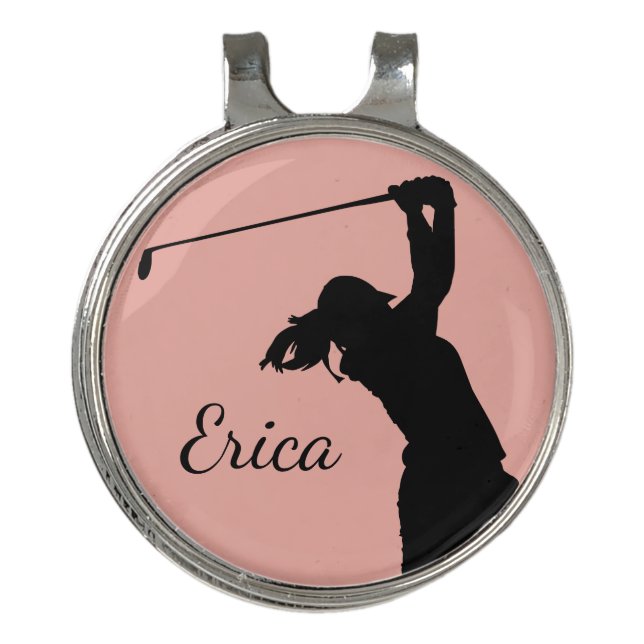 Golfer Girl Golfing Personalized Golf  Hat Clip (Front)