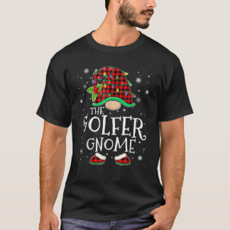 Golfer Gnome Red Plaid Matching Family Christmas P T-Shirt