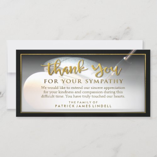 Golfer Golden Thank You For Your Sympathy Card