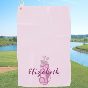 Golfer Golf Bag Preppy Personalized Ladies Pink Towel