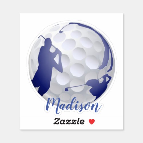 Golfer Golf Ball Golfing Sport Custom Name Sticker