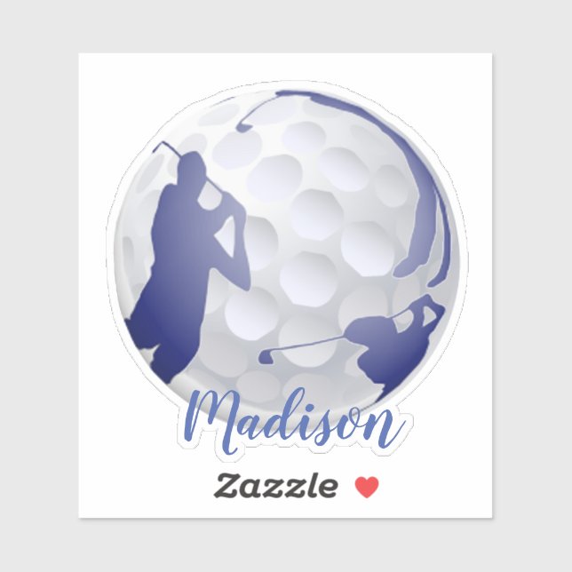 Golfer Golf Ball Golfing Sport Custom Name Sticker (Sheet)