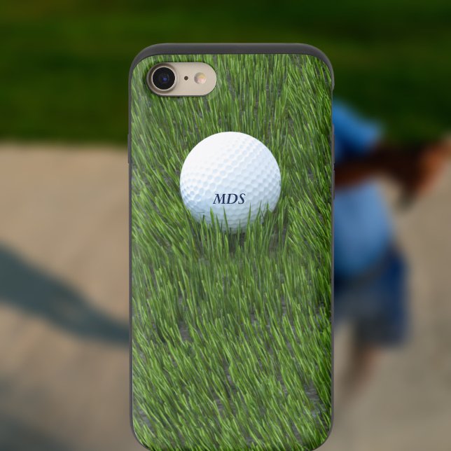 Golfer Golf Ball in the Grass Modern Monogram Uncommon iPhone Case (Just add your initials!)