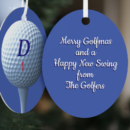 Golfer Golf Ball Modern Merry Golfmas Personalized Metal Ornament