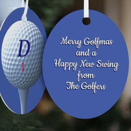 Golfer Golf Ball Modern Merry Golfmas Personalized Metal Ornament