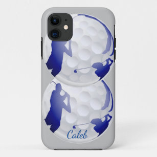 Golfer Golf Ball with Man Golfing Custom Name iPhone 11 Case