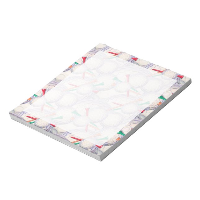 Golfer; Golf Balls & Tees Pattern Notepad (Rotated)