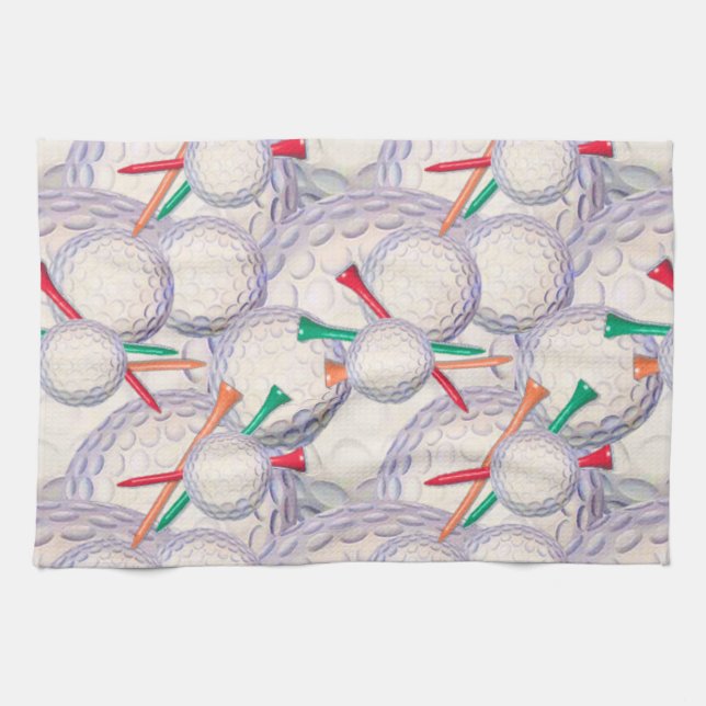 Golfer; Golf Balls & Tees Pattern Towel (Horizontal)