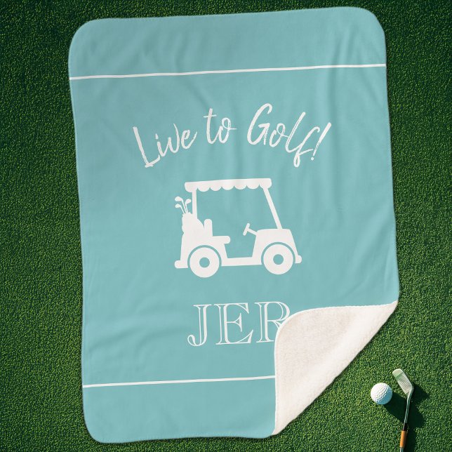 Golfer Golf Cart Monogrammed Initials Blue Green Sherpa Blanket (Golfer Golf Cart Monogrammed Initials Blue Green Sherpa Blanket)