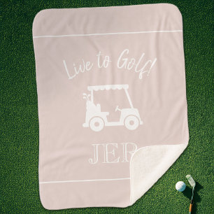 Golfer Golf Cart Monogrammed Initials Chic Pink Sherpa Blanket