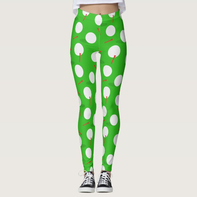 Golfer Golf Course Patterned Leggings (Front)
