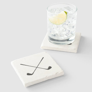 Golfer Golf Crest Pattern Stone Coaster