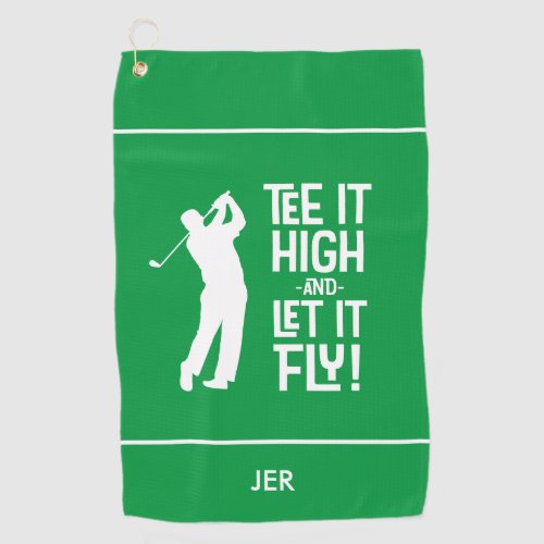 Golfer Golf Funny Sports Custom Monogrammed Green Golf Towel