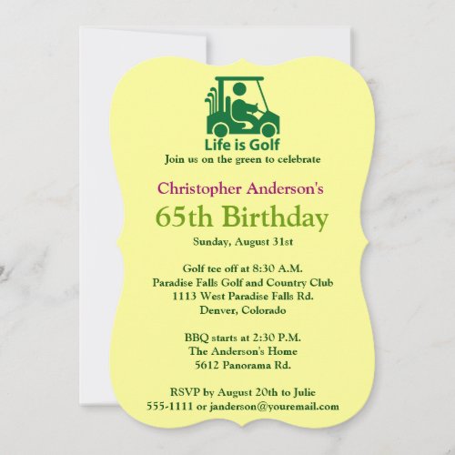 Golfer Golf Golfing 65th Birthday Invitation