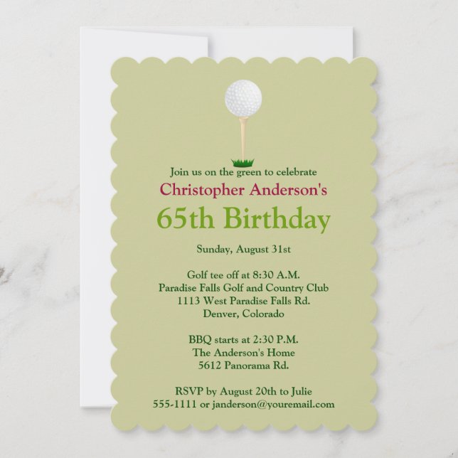 Golfer Golf Golfing 65th Birthday Invitation (Front)