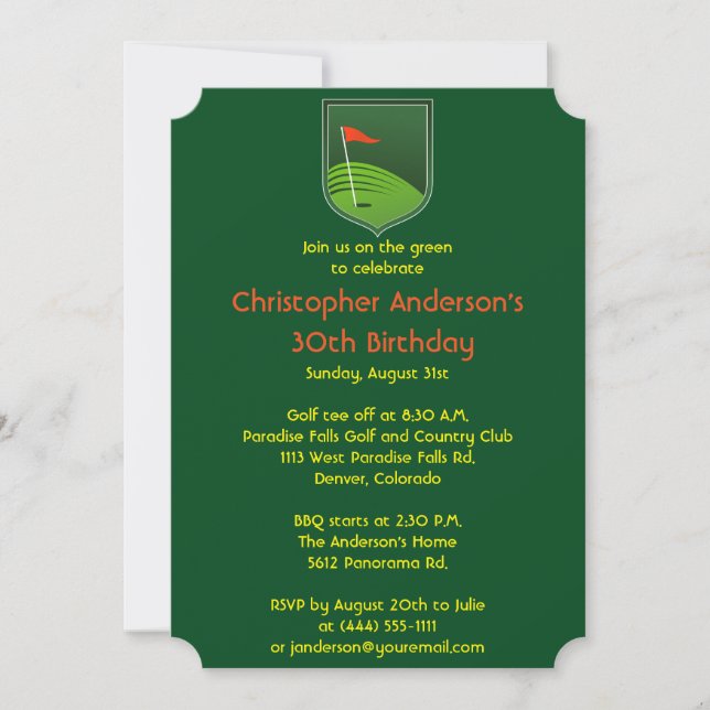 Golfer Golf Golfing Ball and Flag 30th Birthday Invitation (Front)
