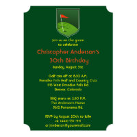 Golfer Golf Golfing Ball and Flag 30th Birthday Invitation