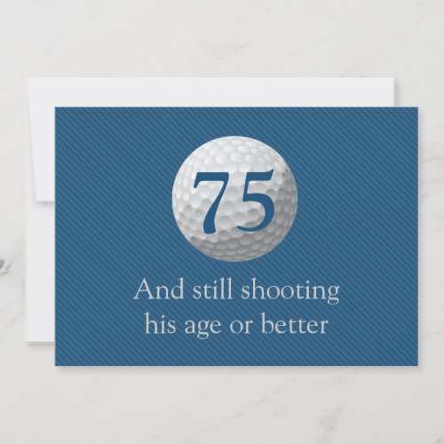 Golfer Golf Golfing Blue 75th Birthday Invitation