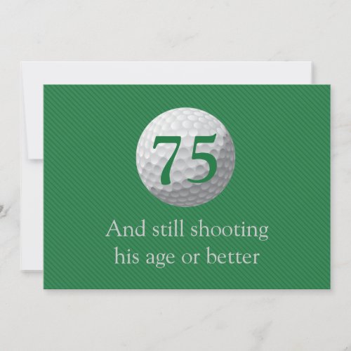 Golfer Golf Golfing Green 75th Birthday Invitation