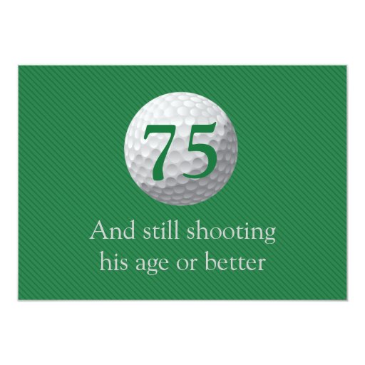 Golfer Golf Golfing Green 75th Birthday Invitation | Zazzle