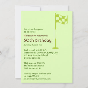 Golfer Golf Golfing Green Brown 50th Birthday Invitation