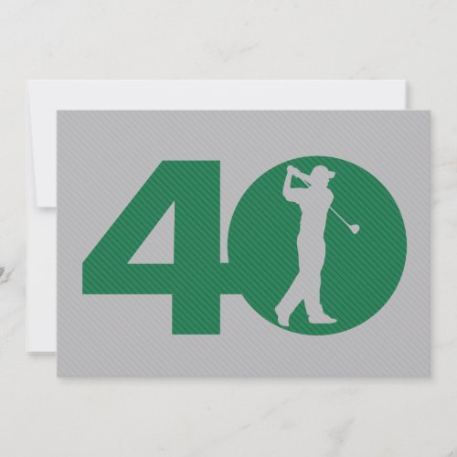 Golfer Golf Green Grey 40th Birthday Invitation