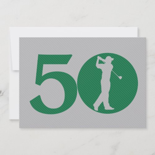 Golfer Golf Green Grey 50th Birthday Invitation