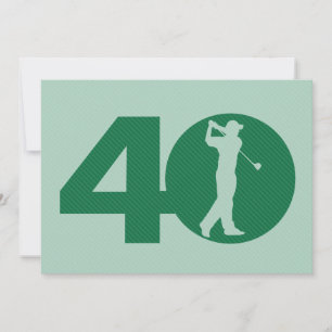 Golfer Golf Green Mint 40th Birthday Invitation
