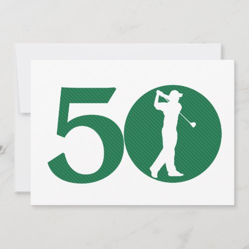 Golfer Golf Green White 50th Birthday Invitation