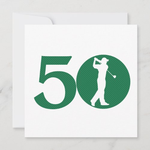 Golfer Golf Green White 50th Birthday Invitation