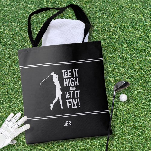 Golfer Golf Humor Funny Sports Modern Black White Tote Bag