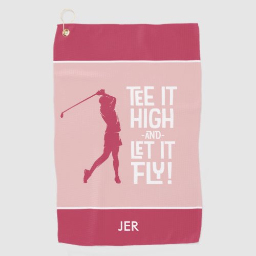 Golfer Golf Humor Funny Sports Modern Magenta Red Golf Towel