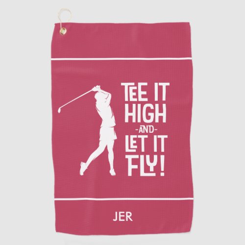 Golfer Golf Humor Funny Sports Modern Magenta Red Golf Towel