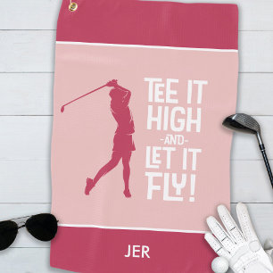 Golfer Golf Humor Funny Sports Modern Magenta Red Towel