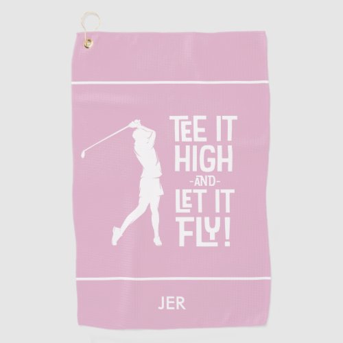 Golfer Golf Humor Funny Sports Monogram Girly Pink Golf Towel