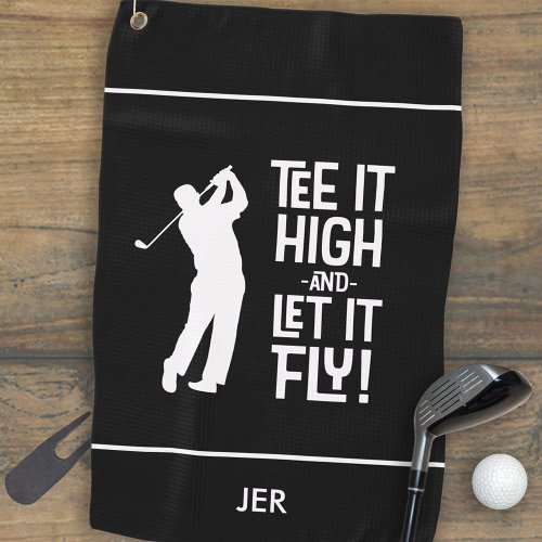Golfer Golf Humor Funny Sports Monogrammed Black Golf Towel