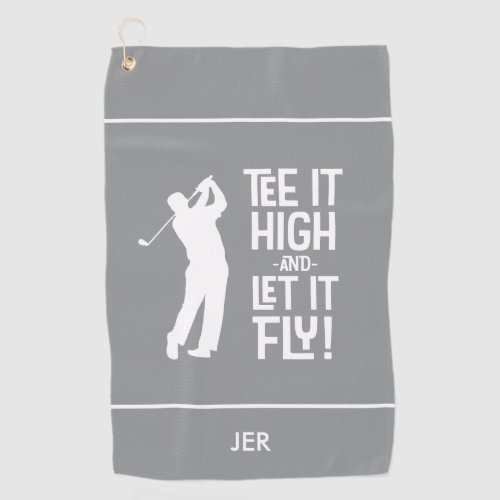 Golfer Golf Humor Funny Sports Monogrammed Gray Golf Towel