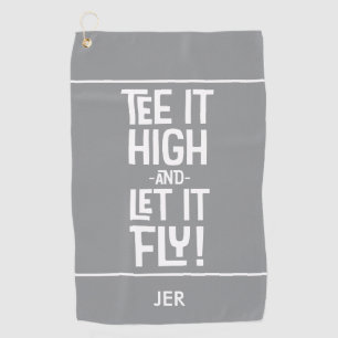 Golfer Golf Humor Funny Sports Monogrammed Gray Towel